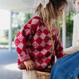 Jacquard Cardigan Red